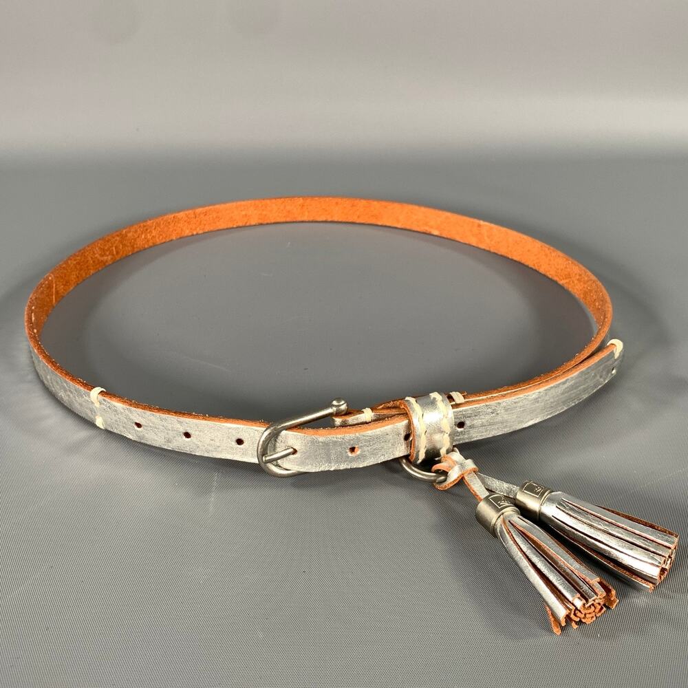 SPERRY TOP-SIDER Waist Size 30 Silver Metallic Leather Belt